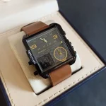 ساعت مچی مردانه چرم برند بین باند 2 زمانه کد 1715