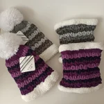 شال و کلاه پسرانه خزدار رینگی مدل بابانوئل بافتنی کد 37 - تصویر 3