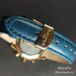 نمای بند چرمی سورمه ای ساعت مچی زنانه الگانس DO1187 و قفل پروانه ای