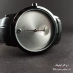 زاویه جانبی نشان دهنده ضخامت و شیشه کریستال ضدخش مدل DO1190 با بند چرمی مشکی