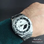 نمای نزدیک شیشه کریستال ضدخش و عقربه های ساعت Pate DO1104